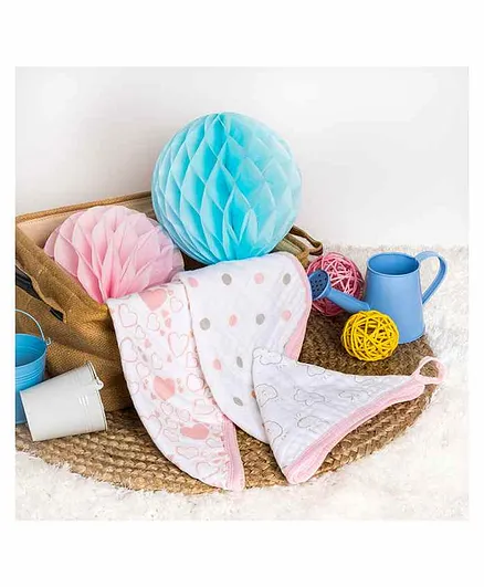 Kicks & Crawl Muslin Wash Cloth Pack of 3 - Pink
