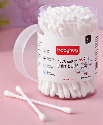 Babyhug Thin Cotton Buds - 100 Pieces
