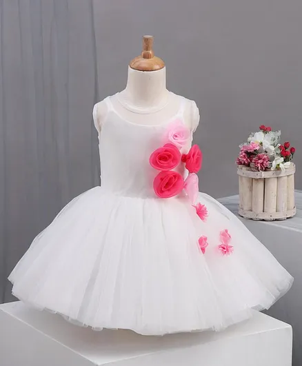 Bluebell Knee Length Party Frock - White
