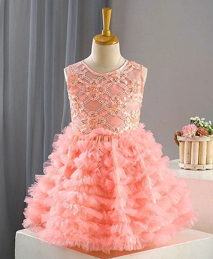 Bluebell Sleeveless Party Frock - Peach