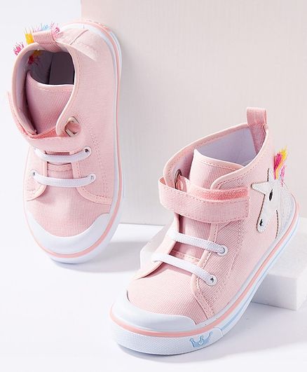 Cute Walk by Babyhug Ankle Length Casual Shoes Unicorn Patch - Pink