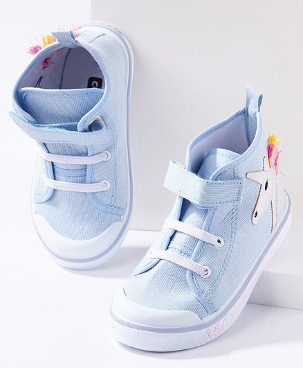 Cute Walk by Babyhug Ankle Length Casual Shoes Unicorn Patch - Blue
