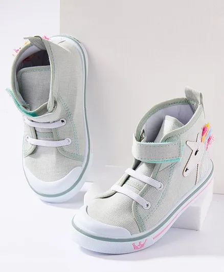 Cute Walk by Babyhug Ankle Length Casual Shoes Unicorn Patch - Green