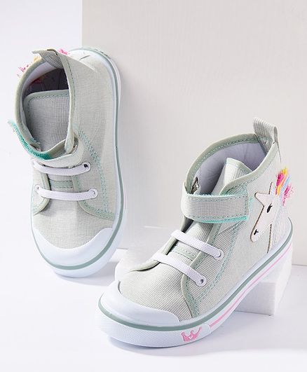 Cute Walk by Babyhug Ankle Length Casual Shoes Unicorn Patch - Green