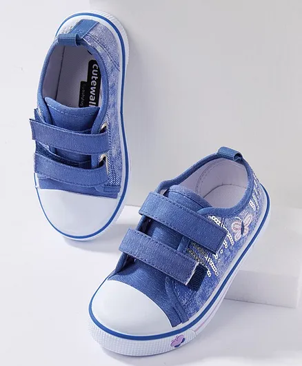 Cute Walk by Babyhug Casual Shoes Butterfly Embroidered - Blue