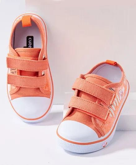 Cute Walk by Babyhug Casual Shoes Butterfly Embroidered - Orange