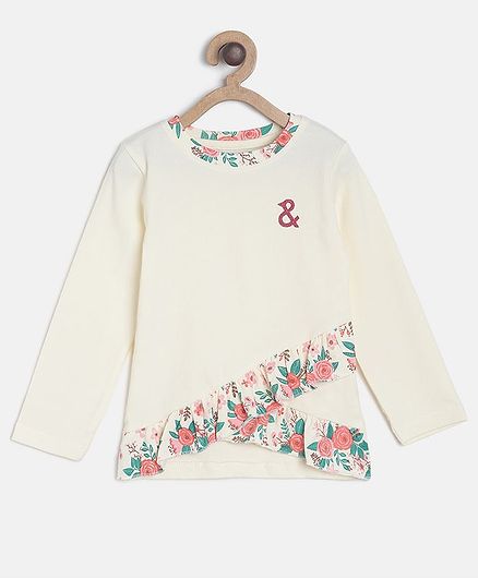 Tales & Stories Full Sleeves Floral Print Top - Off White
