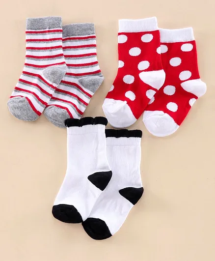Mustang Ankle Length Socks Pack of 3 - Grey Red White