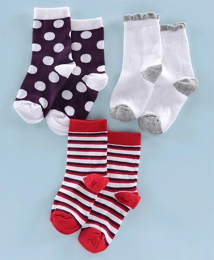 Mustang Ankle Length Socks Pack of 3 - White Purple