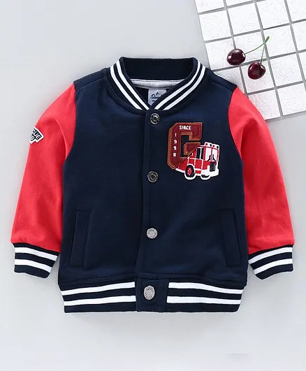 Simply Full Sleeves Sweat Jacket Truck Patch - Navy