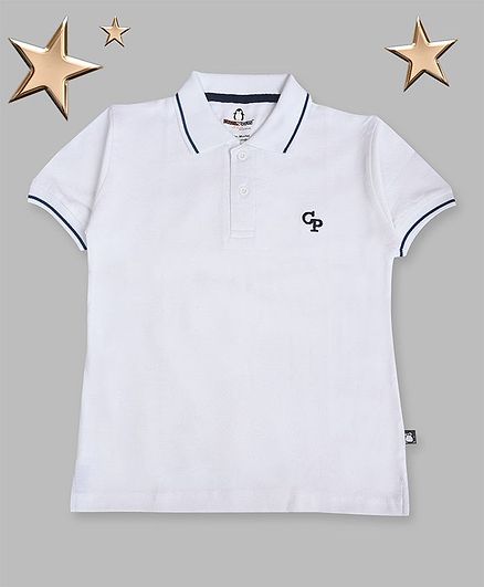 Crazy Penguin Solid Half Sleeves Tee - White