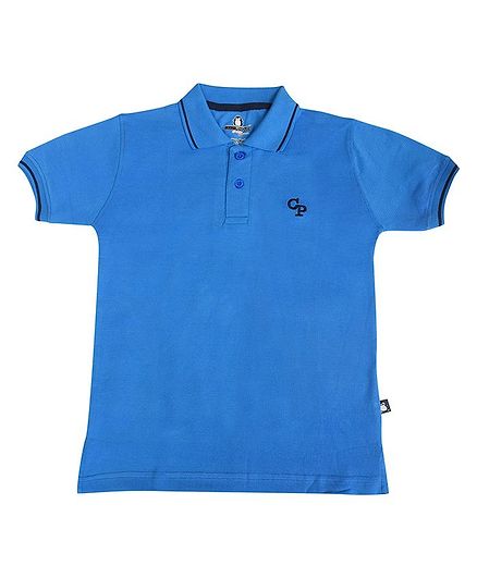 Crazy Penguin Solid Half Sleeves Tee - Blue