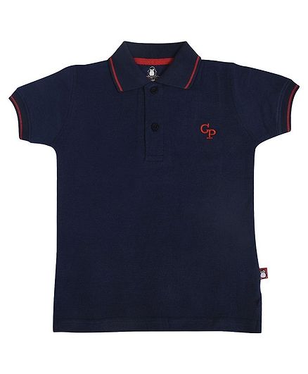 Crazy Penguin Solid Half Sleeves Tee - Navy