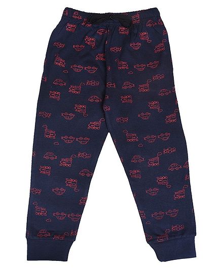 Crazy Penguin Car Printed Full Length Lounge Pants - Blue
