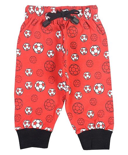 Crazy Penguin Ball Printed Full Length Lounge Pants - Red