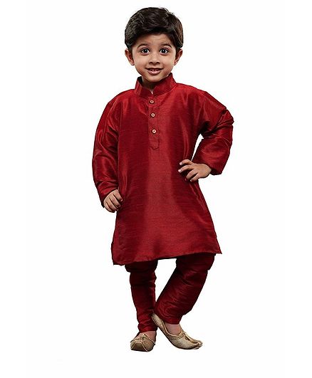 JBN Creation Full Sleeves Solid Kurta & Pajama Set - Maroon