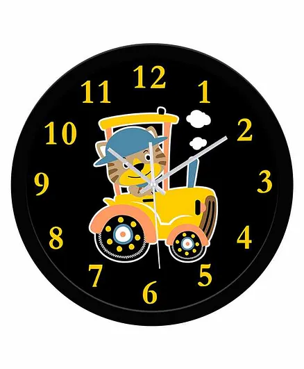 WENS Non-Ticking Silent Wall Clock Vehicle Print - Black