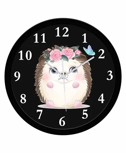 WENS Animal Printed Silent Non-Ticking Wall Clock - Black