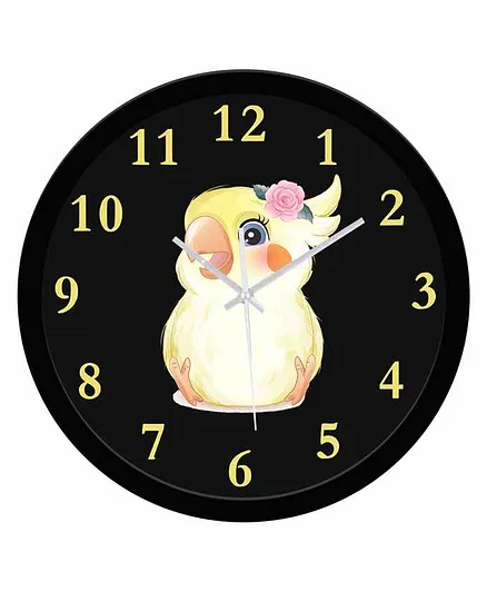 WENS Cartoon Silent Non-Ticking Wall Clock - Black