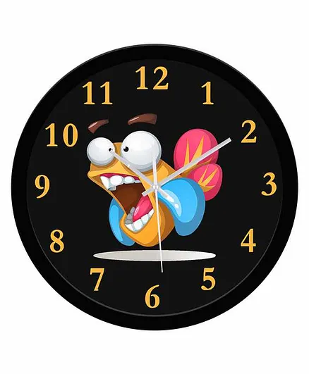 WENS Cute Fish Silent Non-Ticking Wall Clock - Black