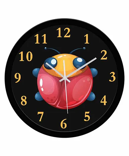 WENS Cute Bug Silent Non-Ticking Wall Clock - Black