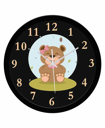 WENS Teddy Silent Non-Ticking Wall Clock - Black