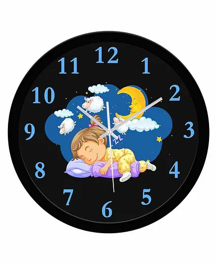 WENS Sleeping Time Silent Non-Ticking Wall Clock - Black