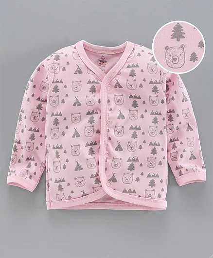 Tinyo Full Sleeves Vest Teddy Print - Pink