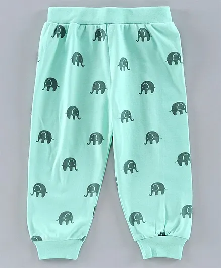 Tinyo Full Length Pajama Animal Print - Sea Green