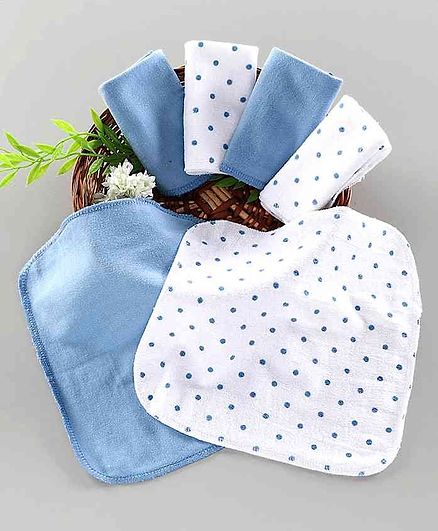 Babyhug Printed Wash Cloth Set of 6 - Blue White