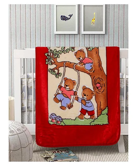 ZOE Mink Double Layer Mink Double Layer Baby Blanket Animal Print - Red