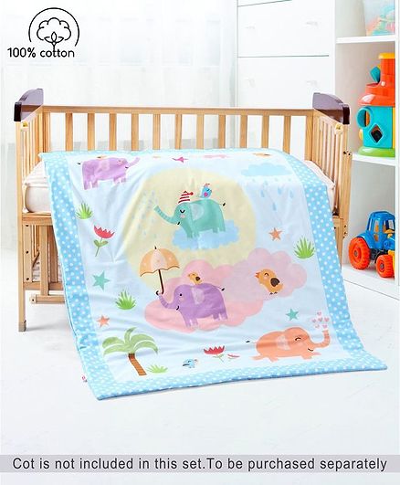 Babyhug Cotton Quilt Elephant Print - Multicolor