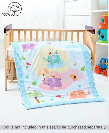 Babyhug Cotton Quilt Elephant Print - Multicolor