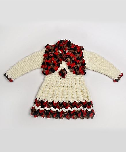 My Meo Solid Full Sleeves Baby Dress With Shrug - Mullticolor