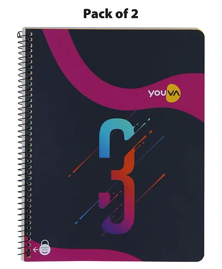 Youva Sprial Bound Single Line Long Book Pack of 2 - 150 Pages Each