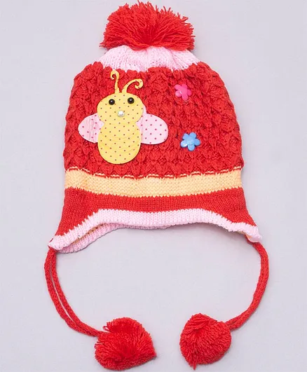 TMW Kids Pom Pom Detailed Bug Design - Red