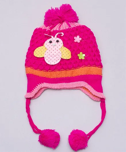 TMW Kids Pom Pom Detailed Bug Design - Dark Pink