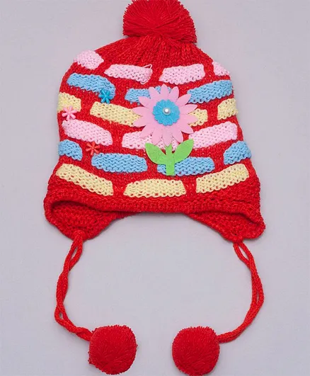TMW Kids Flower Detailed Cap - Maroon