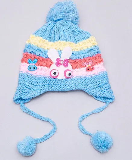 TMW Kids Bunny Design Striped Cap - Blue