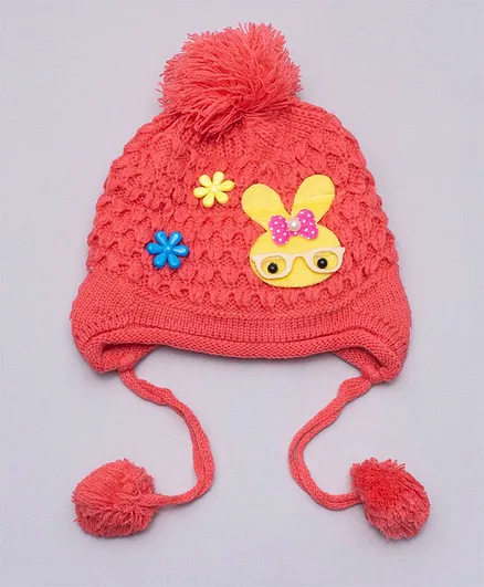 TMW Kids Bunny Design Striped Cap - Peach