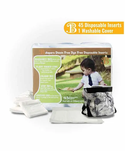 Hybrid Cloth Diaper Cover With Disposable Inserts Nightsky - 45 Pieces, Extra Large
