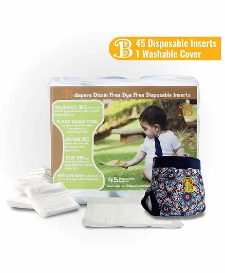 Hybrid Cloth Diaper Cover With Disposable Inserts Fireworks - 45 Pieces, Medium