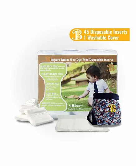 Hybrid Cloth Diaper Cover With Disposable Inserts Fireworks - 45 Pieces, Large