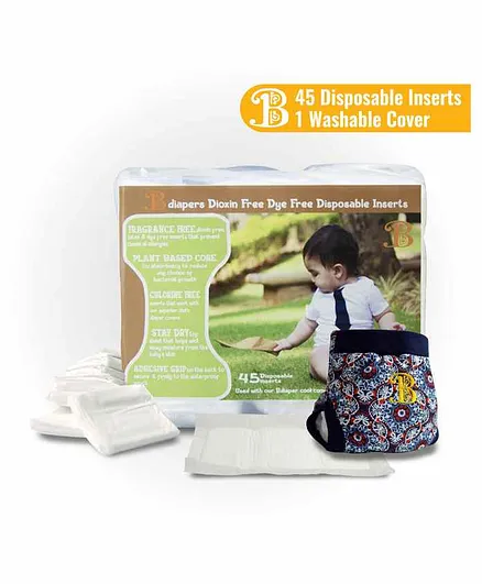 Hybrid Cloth Diaper Cover With Disposable Inserts Fireworks - 45 Pieces, Extra Large