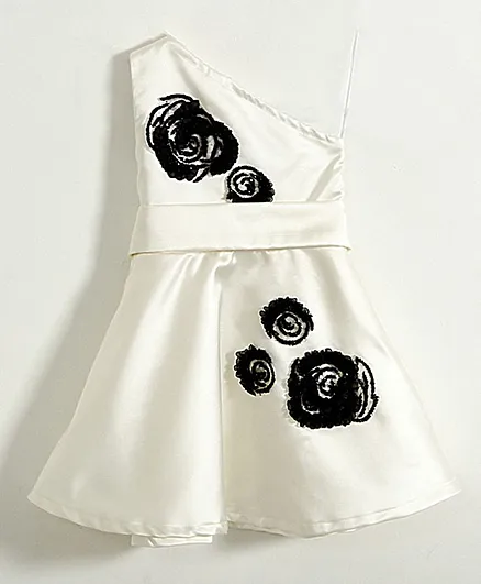 Fairies Forever Embroidered One Shoulder Sleeveless Dress - Off White