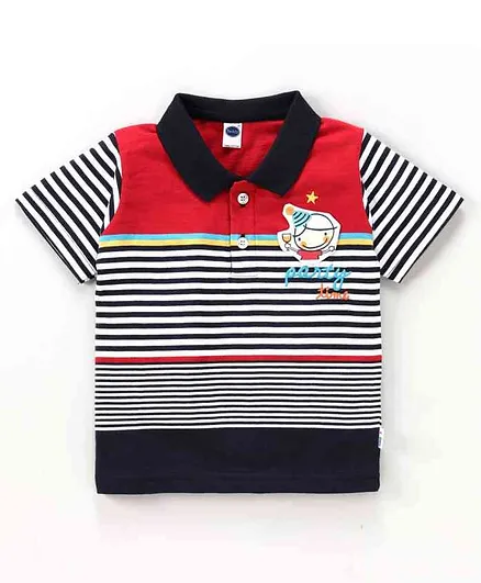 Teddy Half Sleeves T-Shirt Party Time Embroidered - Red