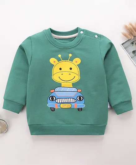Kookie Kids Sweat Shirt Full Sleeves Giraffe Print - Green