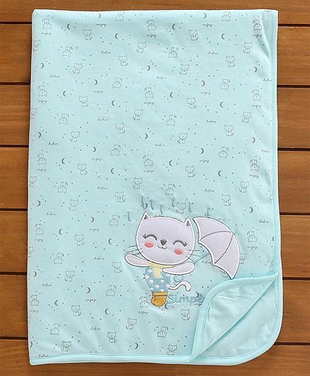 Simply Baby Wrapper Kitty Embroidery - Blue