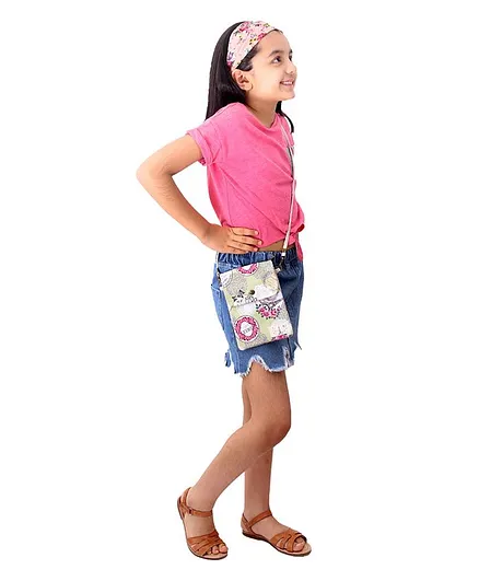 Little Hip Boutique Floral Print Sling Bag - Green & Pink