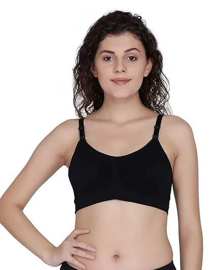 Fashiol Seamless Non Padded Non Wired Maternity Bra - Black